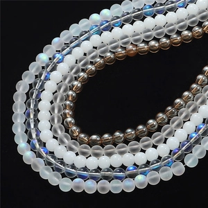 Aurora Iridescent Artificial Crystal Round Beads Frosted Glass Loose Beads For DIY Jewelry Making Bracelet Necklace Accessories