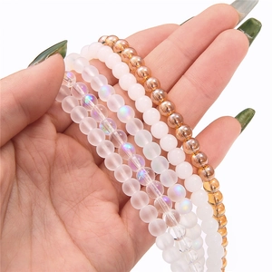 Stack of 4-10mm frosted opal and iridescent glass beads for DIY bracelet jewelry making