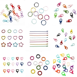 Chiusure a molla in lega colorata e fibbie a cuore per accessori per gioielli fai da te