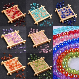 Frosted colorful glass round beads with aurora coating for DIY jewelry making and crafts