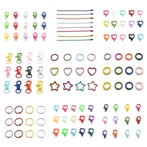 Fibbie per Gioielli Fai-da-te in Lega Colorata Chiusure a Moschettone Connettori a Forma di Cuore e Stella per Portachiavi