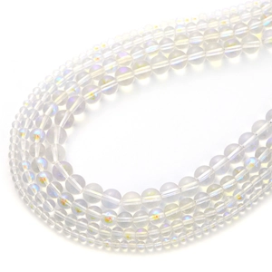 Frosted aurora AB glass round beads in multiple sizes for DIY jewelry making