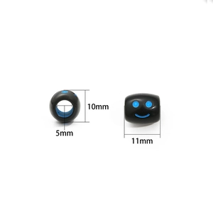 Black acrylic smiley face beads 11x10mm with 5mm large hole for DIY jewelry making