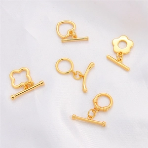 18K Gold Plated Metal Toggle Clasps OT Connectors For DIY Bracelet Necklace Jewelry Making Heart Flower Round Shapes