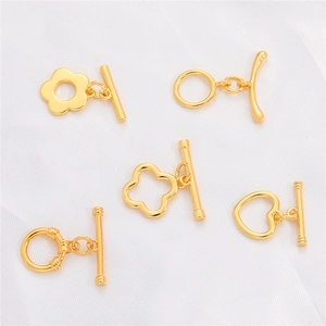 Five styles of 18K gold plated OT toggle clasps for DIY jewelry making and bracelet connectors