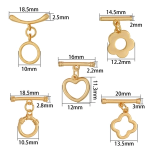 Divers fermoirs OT plaqués or 18K pour bijoux DIY aux formes circulaires et de cœur
