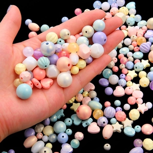 Colorful macaron acrylic beads in various shapes for DIY handmade jewelry making