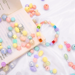 DIY colorful acrylic macaron beads set for kids bracelet making with alphabet letters