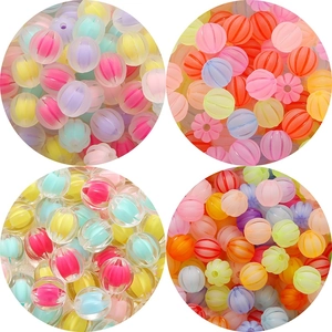 Gemischte Macaron Farben Acryl Kürbis Perlen Mattierte Perle-in-Perle Gestreifte Lose Perlen Für DIY Armband Halskette Schmuckherstellung