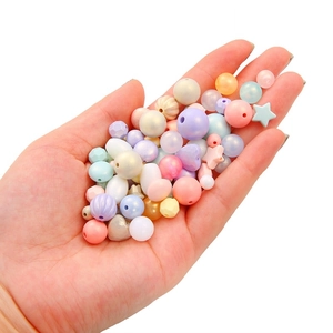Colorful macaron acrylic beads set with pearl finish for DIY jewelry and crafts