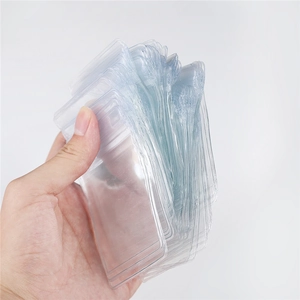 Stack of thick transparent PVC ziplock bags with hanging holes for jewelry storage