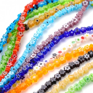 Perles en verre millefiori colorées en forme de fleurs pour la création de bijoux DIY