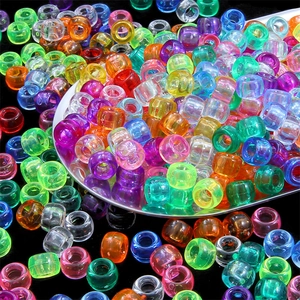 Colorful acrylic pony beads with large holes for DIY jewelry making and kids crafts