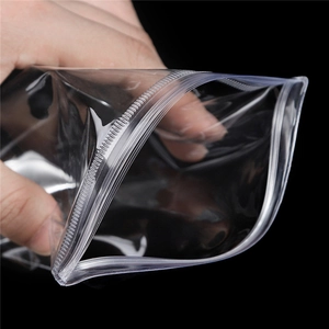 Clear PVC self-sealing jewelry storage bag with hanging hole and thickened zip lock
