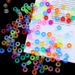 Colorful acrylic pony beads for DIY kids bracelets and handmade jewelry weaving projects