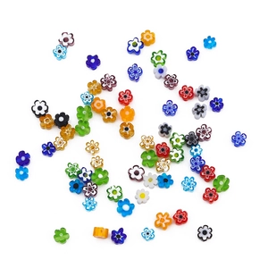 Perles fleurs en verre Millefiori colorées pour création de bijoux DIY et artisanat