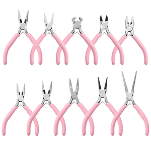 10-piece pink mini jewelry pliers set for DIY crafting and wire beading tools