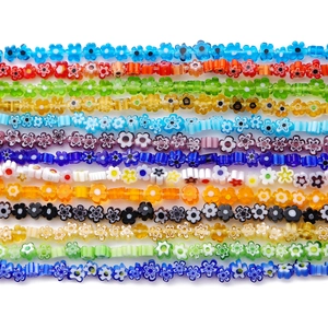 Perles en Verre Millefiori en Forme de Fleur pour Fabrication de Bijoux DIY Perles en Vrac pour Collier Bracelet