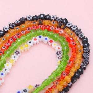Perles de fleurs en verre millefiori colorées pour la création de bijoux DIY artisanaux