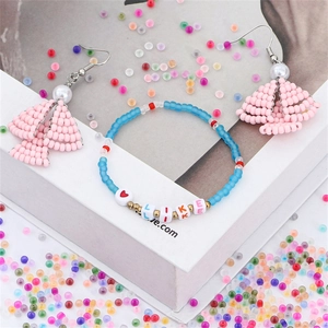 Detailed shot of DIY colorful matte frosted beads used for handmade jewelry accessories