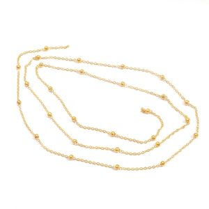 Polished gold iron O-chain necklace with integrated spherical beads for DIY accessories