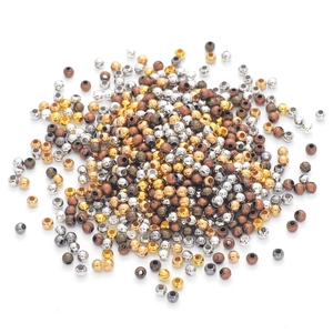 Assortimento di perline metalliche rotonde per gioielli fai-da-te in oro argento e bronzo