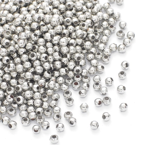 Polished silver metal round spacer beads for DIY jewelry making projects and crafts