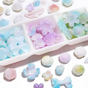 Pastel acrylic Mabe flower and butterfly beads for DIY jewelry and phone chains