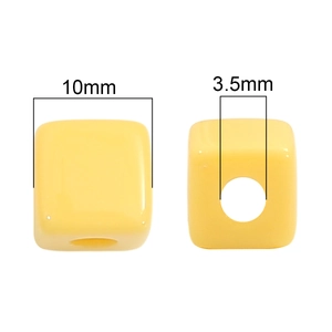 10mm light yellow acrylic square beads with 3.5mm center hole for DIY jewelry making