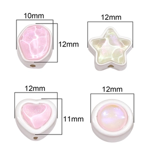 DIY handmade alloy glass double-sided charms in heart, star, and oval shapes for jewelry making