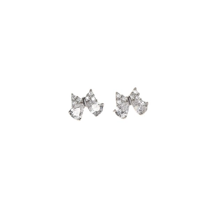 Élégantes boucles d'oreilles nœud en argent S925 avec cristaux de zircon scintillants