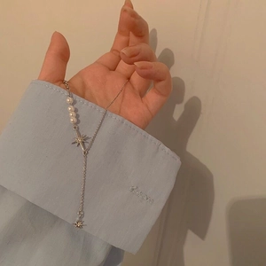 Collana stella polare in argento S925 con perle su catena delicata per donna chic