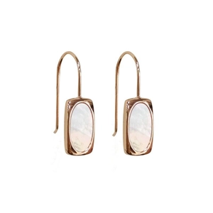 French design S925 silver shell drop earrings in rose gold with oval mother of pearl