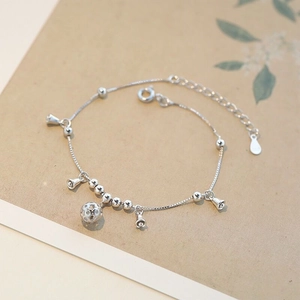 Elegant S925 sterling silver bracelet with hollow bells and adjustable fine link chain