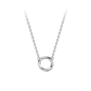 Collier Mobius élégant en argent S999 avec pavé de zircons brillants sur fond blanc