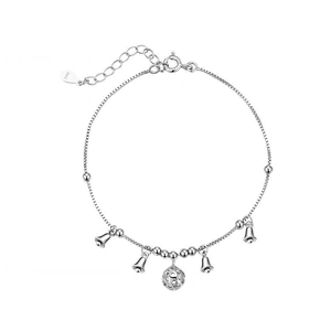 Elegant S925 sterling silver palace bell bracelet with hollow ball and heart tag
