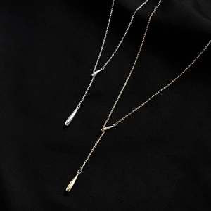 Colliers lariat en argent sterling S925 avec pendentifs en forme de goutte en or et en argent