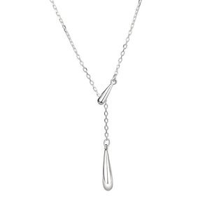 Collier en argent sterling S925 en forme de Y avec pendentifs gouttes d'eau polis