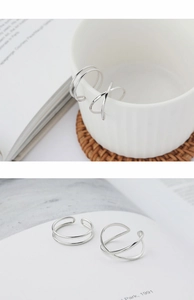 Détails de la bague double ligne et croisée en argent sterling S925 style minimaliste