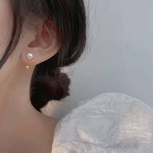 S925 Sterling Silver Freshwater Pearl Stud Earrings For Women Minimalist Geometric Small Hypoallergenic Earring Fashion Jewelry