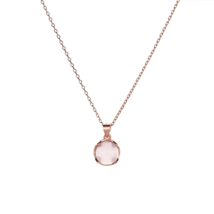 Elegant rose gold S925 silver necklace with a round pink chalcedony gemstone pendant