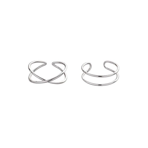 Ensemble de bagues croisées double couche en argent sterling S925 pour femmes