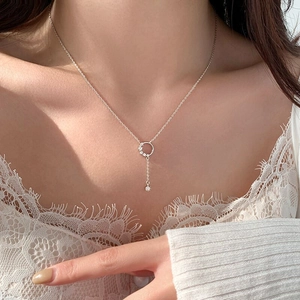 Elegante S925 Sterlingsilber Halskette mit Kranz-Quasten und Zirkonia für Damen