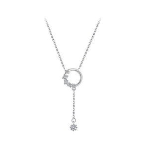 S925 Sterling Silber Kranz Quasten Kette mit Zirkonia Kreisen und Sternanhänger