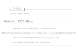 Technical specifications of the S925 silver bow necklace including length and size details