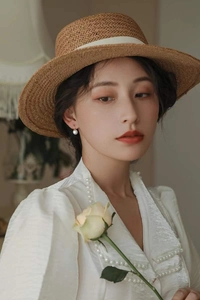 Boucles d'oreilles élégantes en perles d'eau douce blanches portées par un mannequin chic