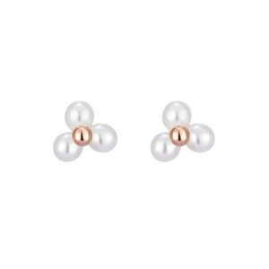 Élégantes boucles d'oreilles en argent S925 avec trois perles blanches en trèfle