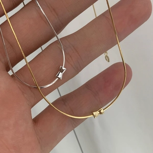 Minimalist 925 Sterling Silver Bow Pendant Necklace For Women Elegant Snake Bone Chain Light Luxury Clavicle Necklace Gift Jewelry