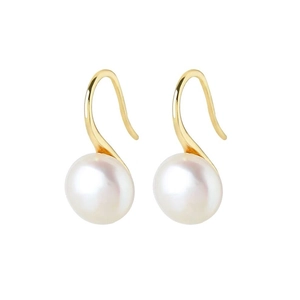 Boucles d'oreilles élégantes en argent S925 et perles d'eau douce avec crochets dorés