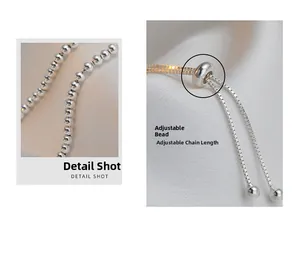 Macro detail shot showing the adjustable slide buckle and silver beads on S925 silver bracelet